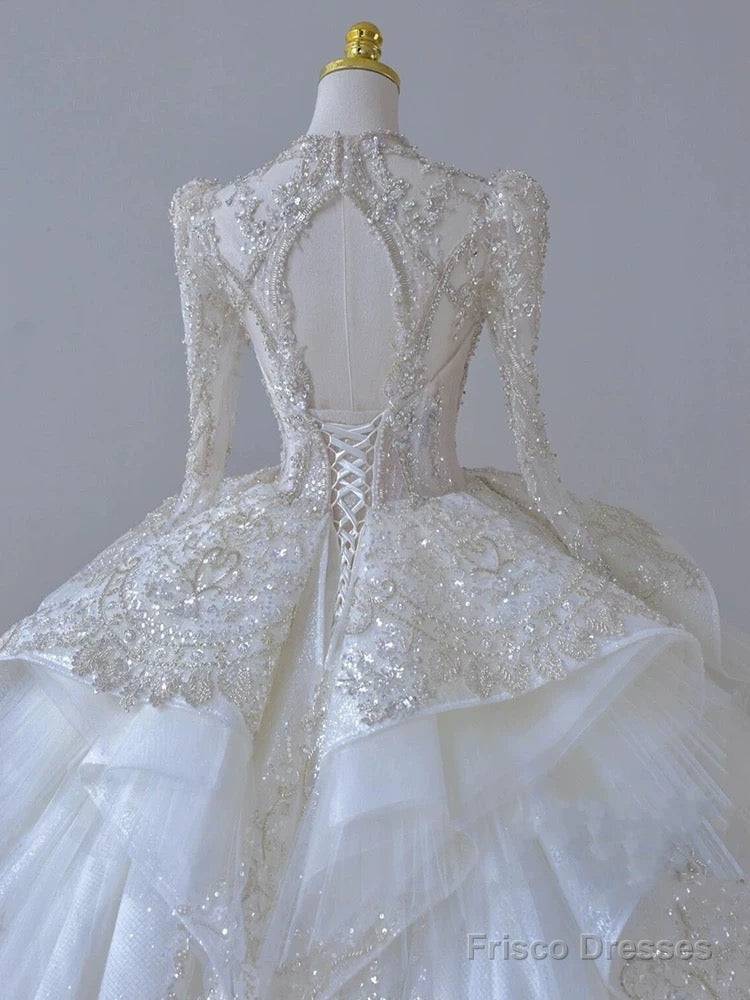 Timeless Ball Gown Scoop Long Sleeves Lace White Wedding Dresses Brides Dress Secondary image