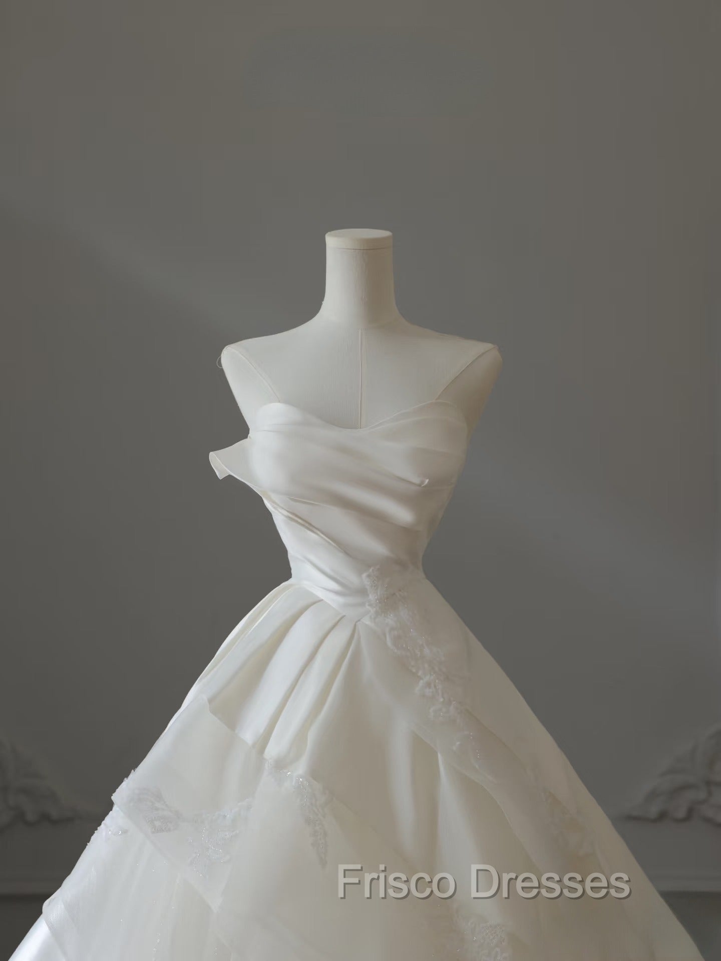 Timeless Ball Gown Strapless Satin Ivory Long Wedding Dress Bridal Dress