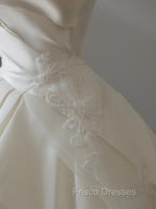 Timeless Ball Gown Strapless Satin Ivory Long Wedding Dress Bridal Dress