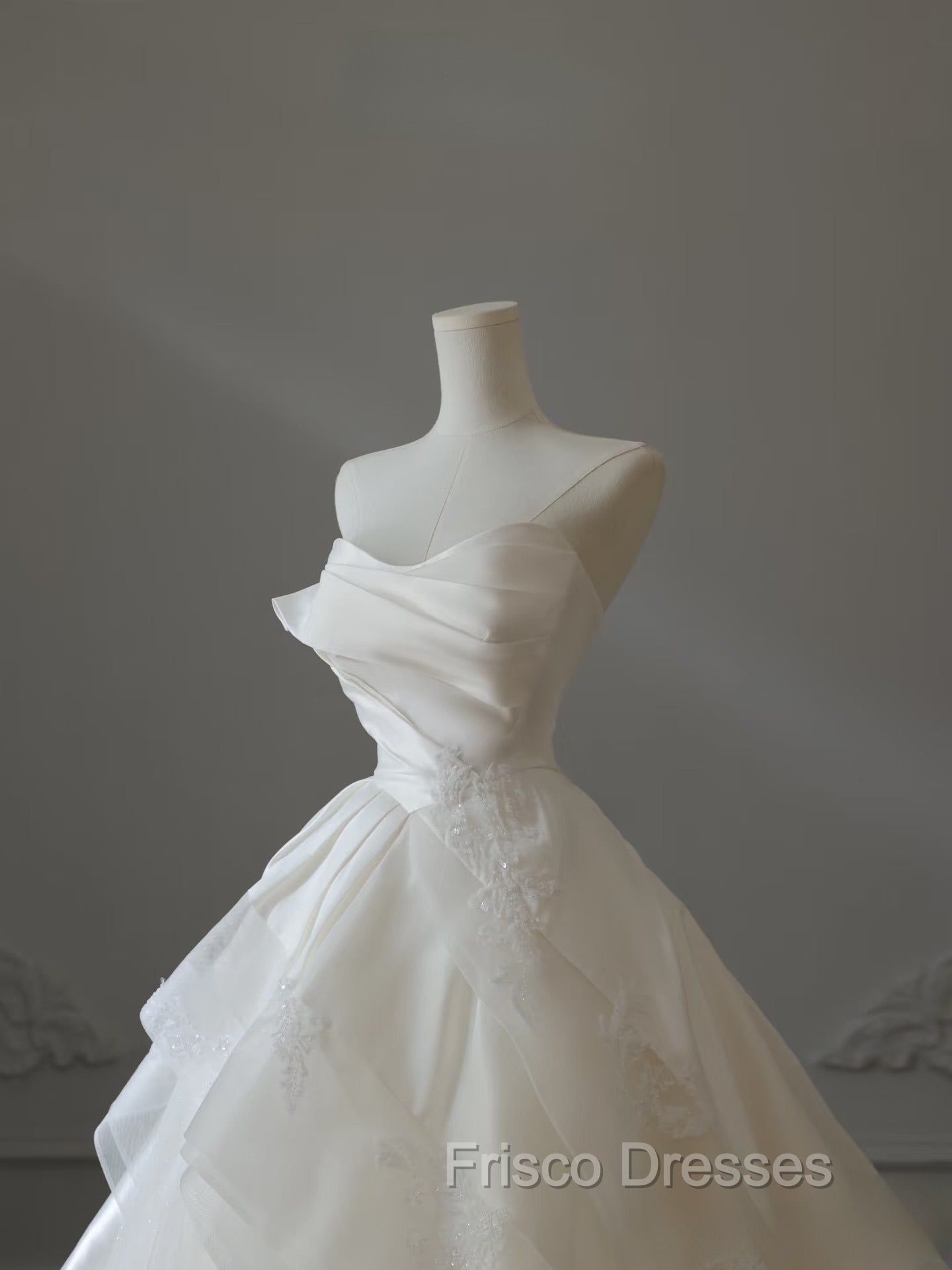 Timeless Ball Gown Strapless Satin Ivory Long Wedding Dress Bridal Dress