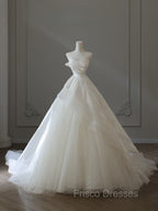 Timeless Ball Gown Strapless Satin Ivory Long Wedding Dress Bridal Dress