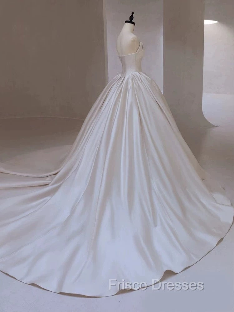Timeless Ball Gown Strapless Satin White Wedding Dress Brides Dress Secondary image