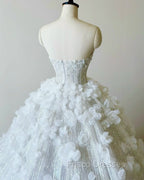Timeless Ball Gown Sweetheart Sequin Floral White Wedding Dress Brides Dress