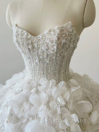 Timeless Ball Gown Sweetheart Sequin Floral White Wedding Dress Brides Dress