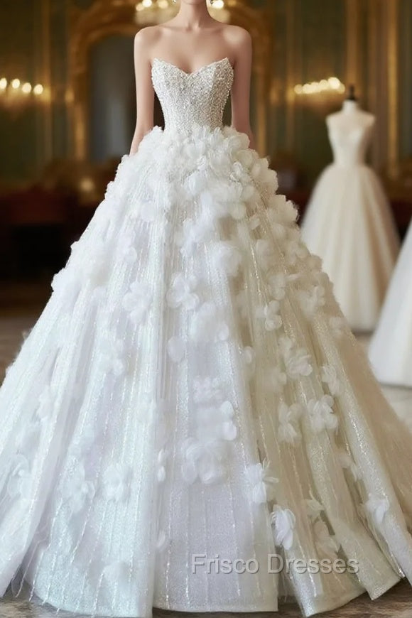 Timeless Ball Gown Sweetheart Sequin Floral White Wedding Dress Brides Dress Main image