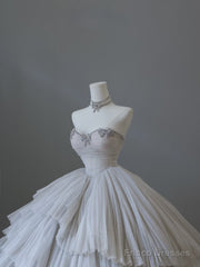 Timeless Ball Gown Sweetheart Tulle Long Wedding Dresses Bridal Dress