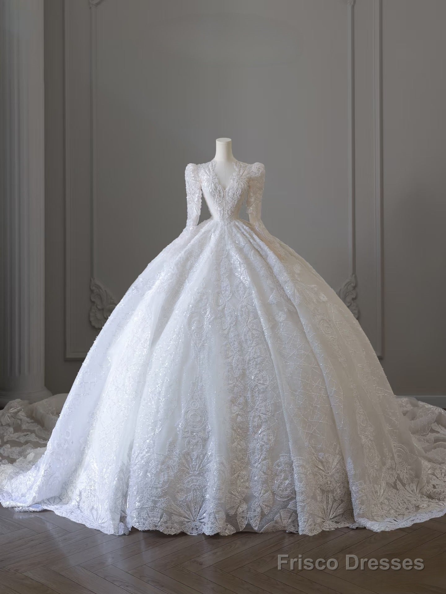 Timeless Ball Gown V Neckline Sequin Long Sleeves Wedding Dress Bridal Dresses Main image