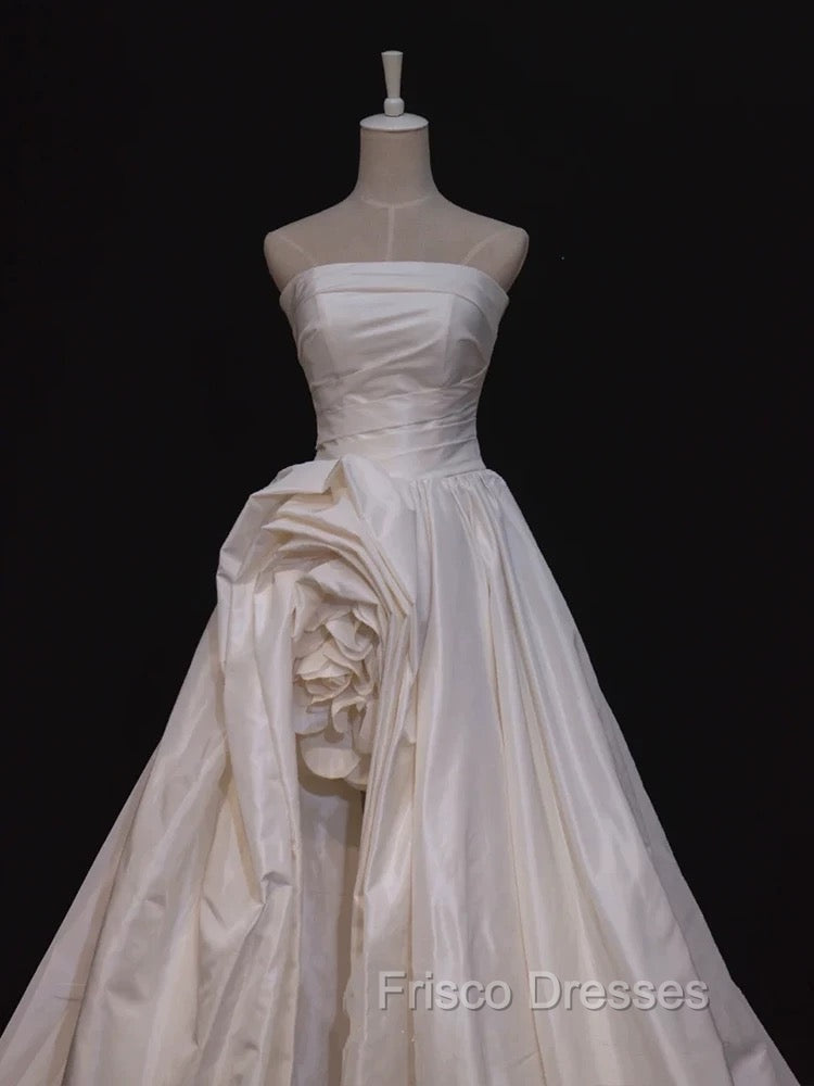 Timeless High Low Strapless Satin Ivory Wedding Dress Brides Dress Secondary image