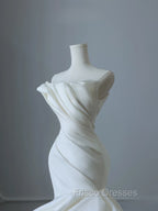 Timeless Mermaid Strapless Satin Ivory Long Wedding Dress Bridal Dress