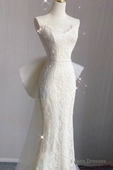 Timeless Mermaid Sweetheart Lace White Satin Wedding Dresses