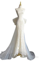 Timeless Mermaid Sweetheart Lace White Satin Wedding Dress