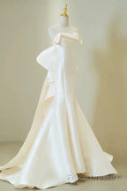Timeless Mermaid Sweetheart White Satin Wedding Dress