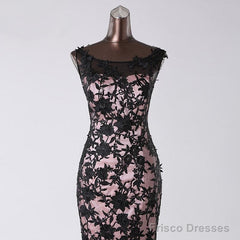 Top Black Lace Mermaid Prom Evening Gowns Sleeveless