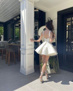 Simple Sequare Neck White Short Prom Dress,Elegant Homecoming Dress