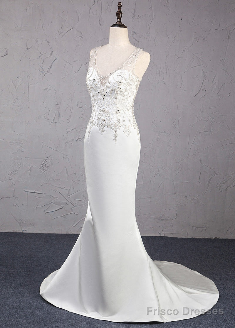 Trumpet/Mermaid Beading Satin Wedding Dresses Secondary image