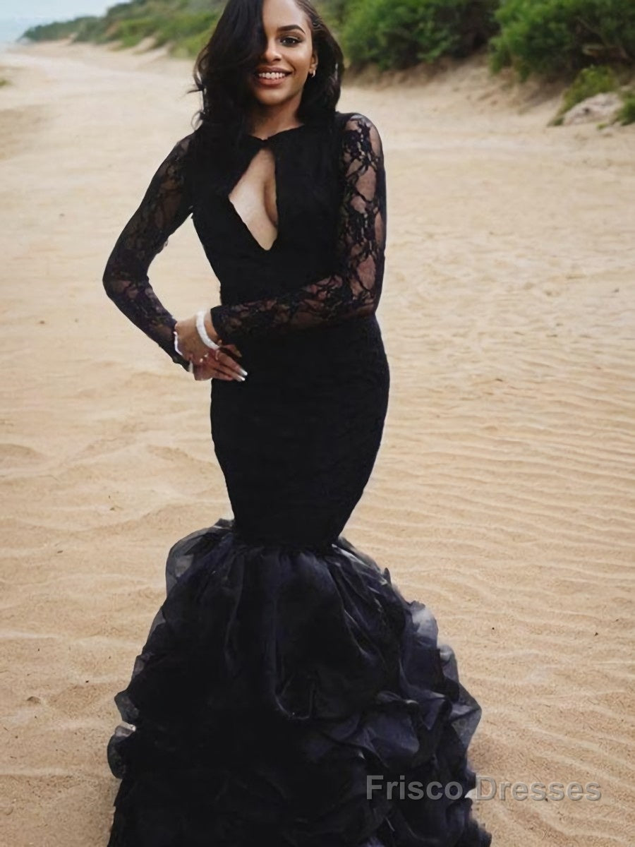 Trumpet/Mermaid Jewel Floor-Length Lace Evening Dresses Main image