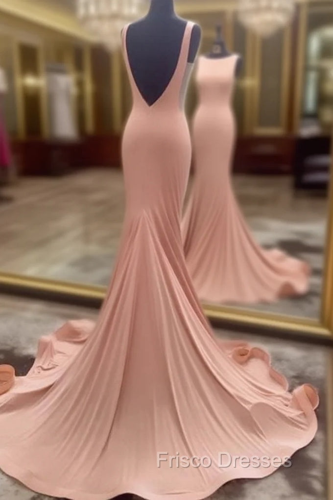 Trumpet/Mermaid Sleeveless Bateau Zipper Court Train Elastic Satin Formal Prom Dress With Pleated