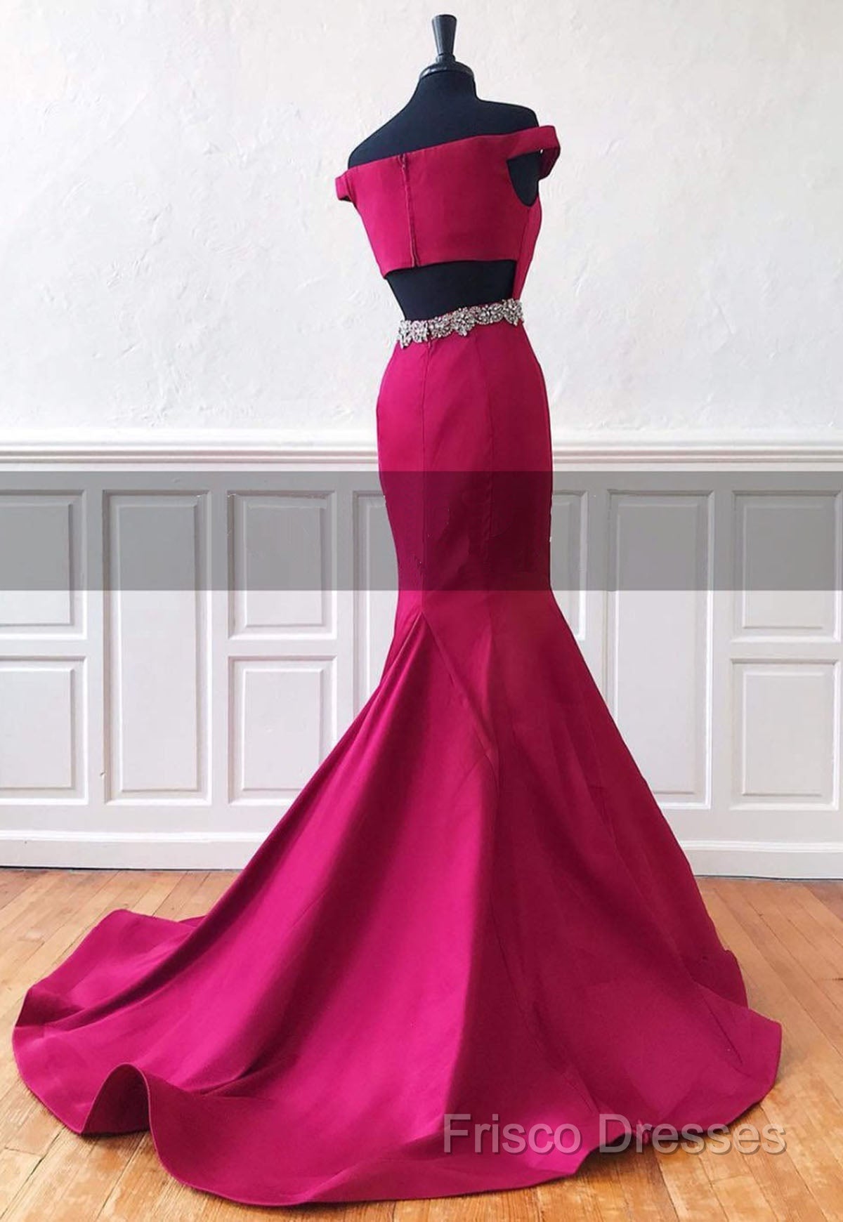 Trumpet/Mermaid Sweep Train Satin Formal Prom Dress Secondary image
