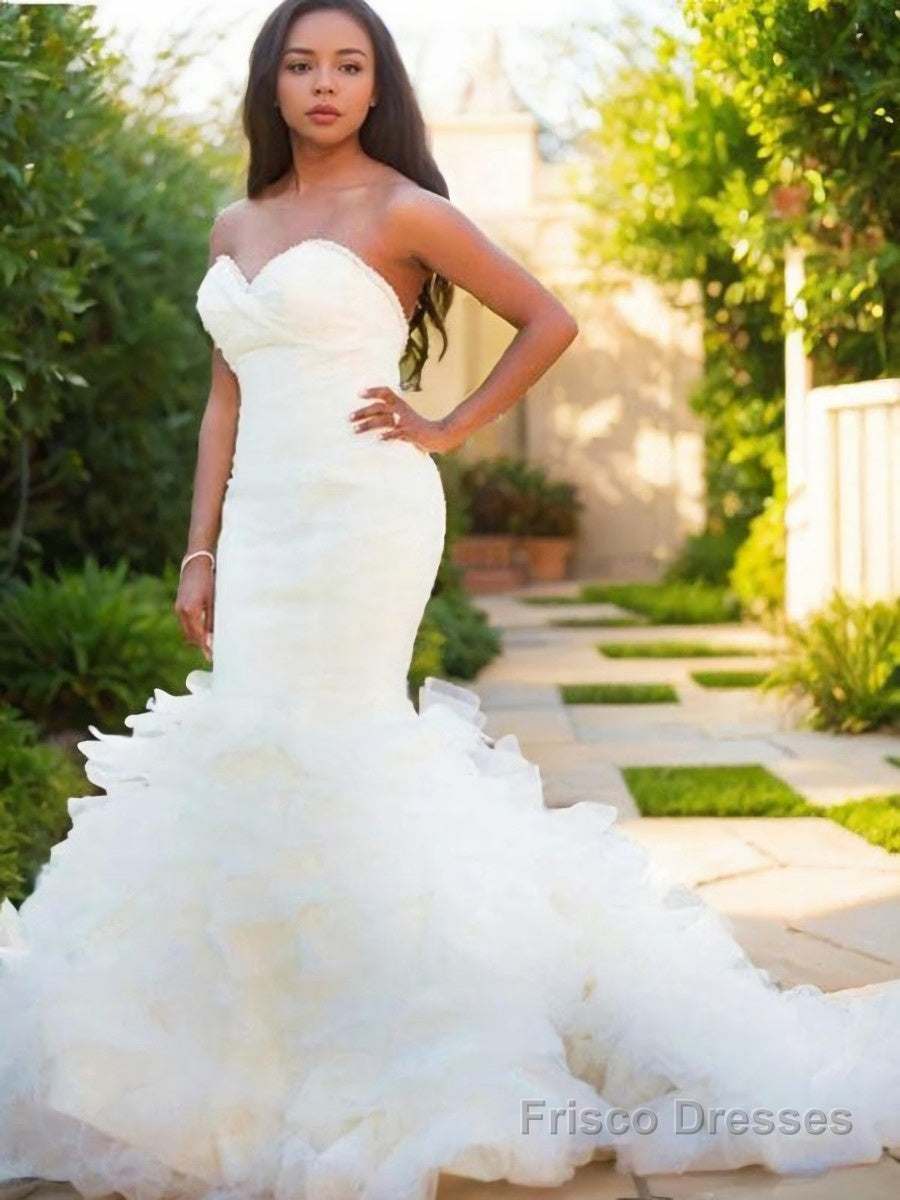 Trumpet/Mermaid Sweetheart Court Train Organza Wedding Dresses Main image