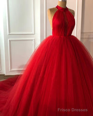 Tulle Ball Gown Halter Dresses For Weddings