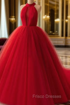 Tulle Ball Gown Halter Dress For Weddings