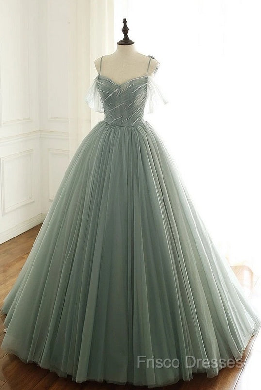 Tulle Ball Gown Long Formal Prom Dress With Beading,Formal Dress,Charming Dance Dress