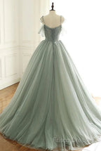 Tulle Ball Gown Long Formal Prom Dress With Beading,Formal Dress,Charming Dance Dress