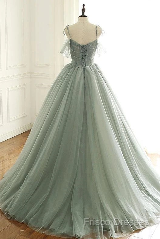 Tulle Ball Gown Long Formal Prom Dress With Beading,Formal Dress,Charming Dance Dress