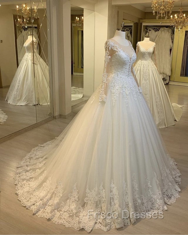 Tulle Ball Gown Wedding Dress Lace Long Sleeves Secondary image