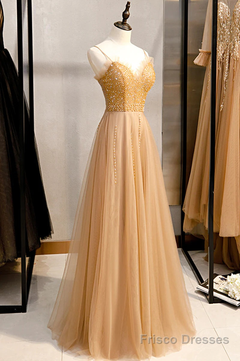 Tulle Beaded Sweetheart Party Dress, A-line Tulle Floor Length Prom Dress Main image
