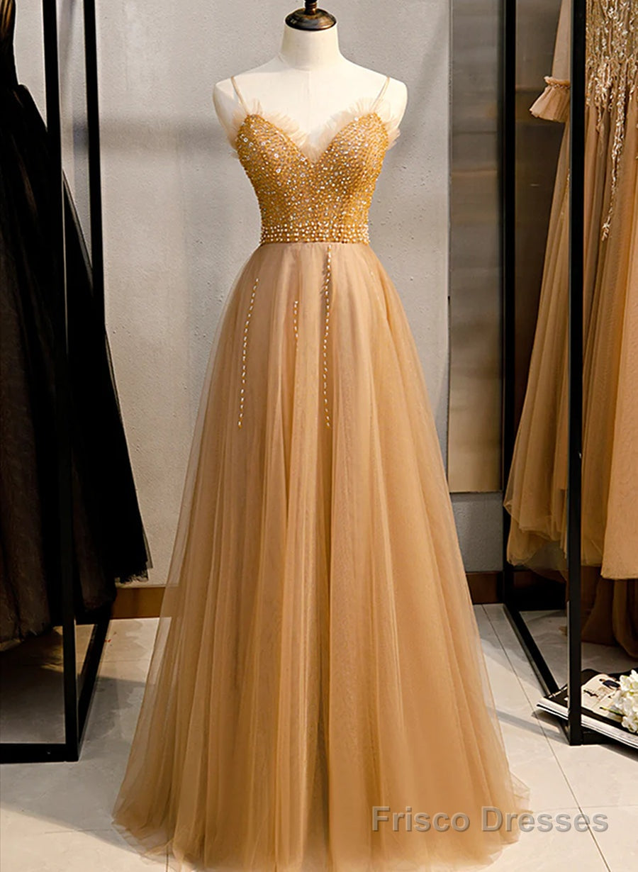 Tulle Beaded Sweetheart Party Dress, A-line Tulle Floor Length Prom Dress Secondary image