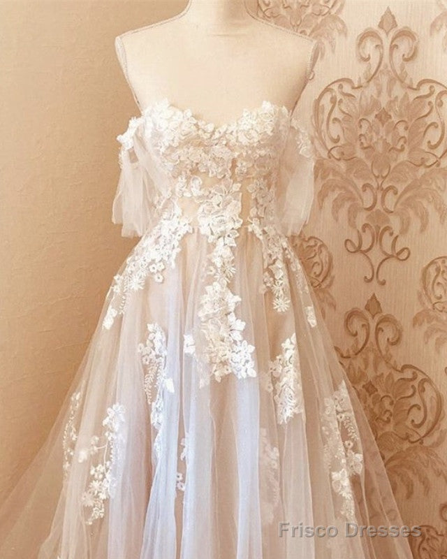 Tulle Boho Wedding Dress Off The Shoulder Lace Appliques Secondary image