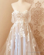 Tulle Boho Wedding Dress Off The Shoulder Lace Appliques
