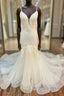 Tulle Floral Lace Trumpet Long Wedding Dress