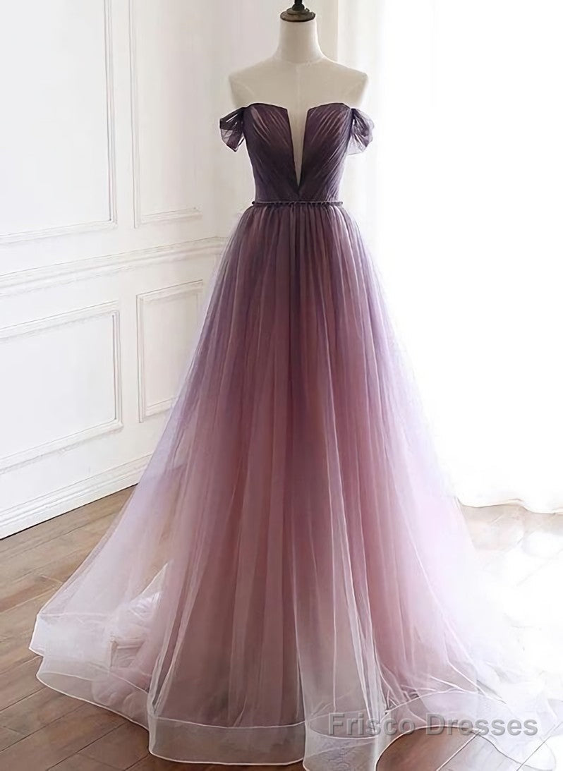 Tulle Gradient Long Formal Gown, A-line Floor Length Party Dress Secondary image