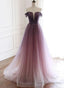 Tulle Gradient Long Formal Gown, A-line Floor Length Party Dress