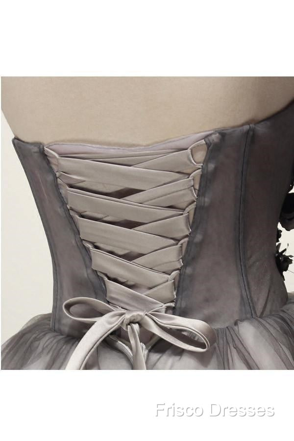 Tulle Gray Short Formal Prom Dress Homecoming Dress Coktail Dress