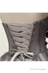 Tulle Gray Short Prom Dress Homecoming Dress Coktail Dress