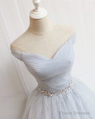 Tulle Homecoming Dresses Off The Shoulder Beaded Sashes