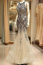 Tulle Jewel Beadings Mermaid Formal Dress
