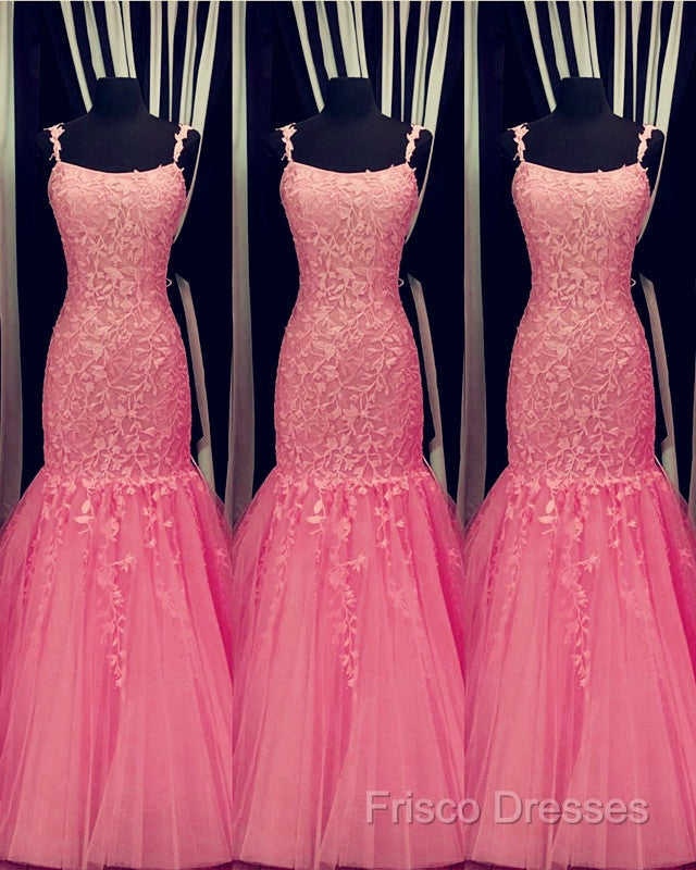 Tulle Lace Appliques Mermaid Formal Prom Dress Spaghetti Straps Secondary image