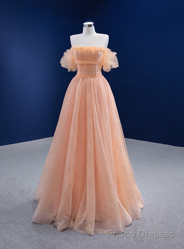 Tulle Lace Off the Shoulder Pleats Beading Prom Dress Main image