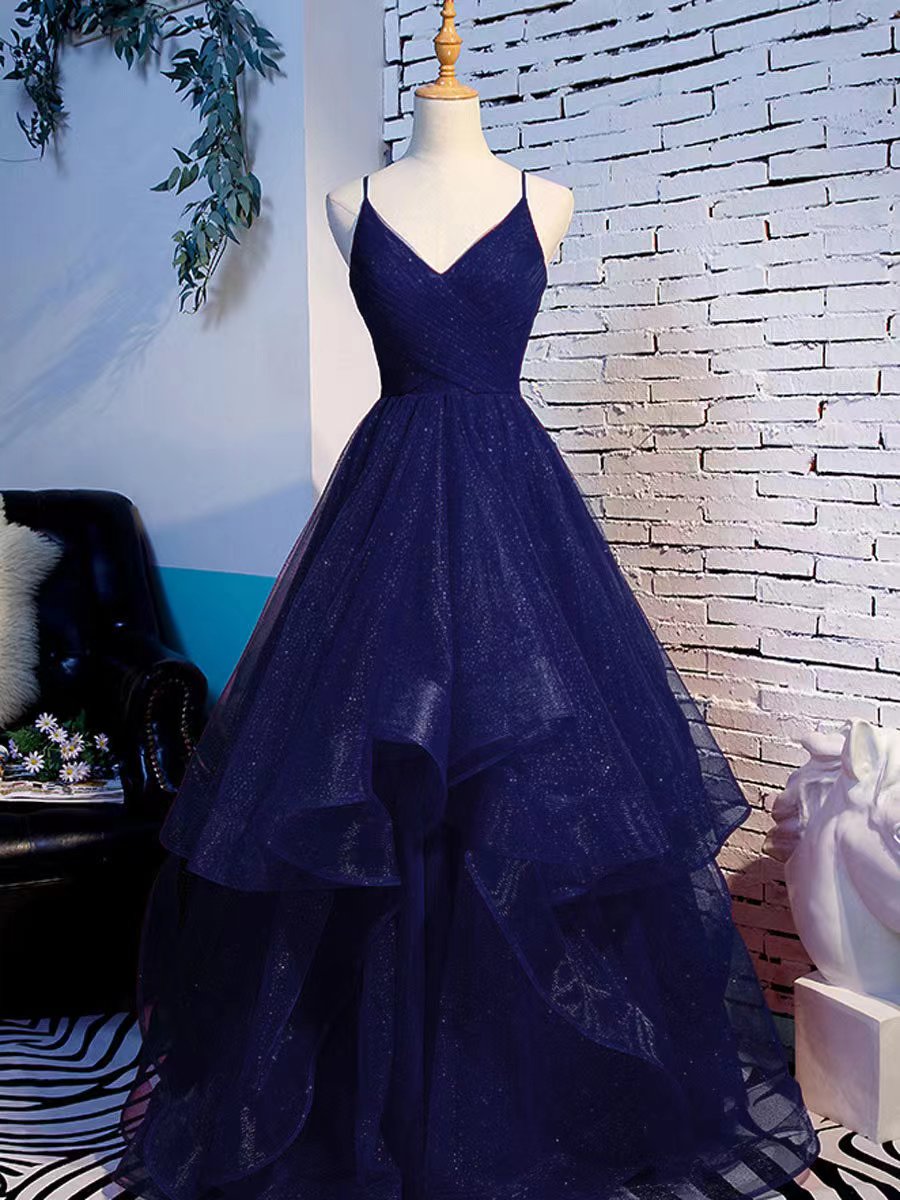 Tulle Layers Straps Long Party Dress Formal Dress, A-line Evening Prom Dress Main image