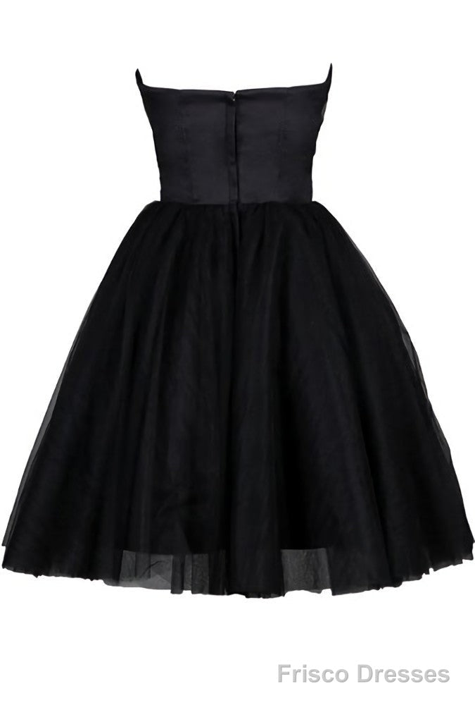 Tulle Little Black Dress, Sweetheart Simple Short Party Dress Secondary image