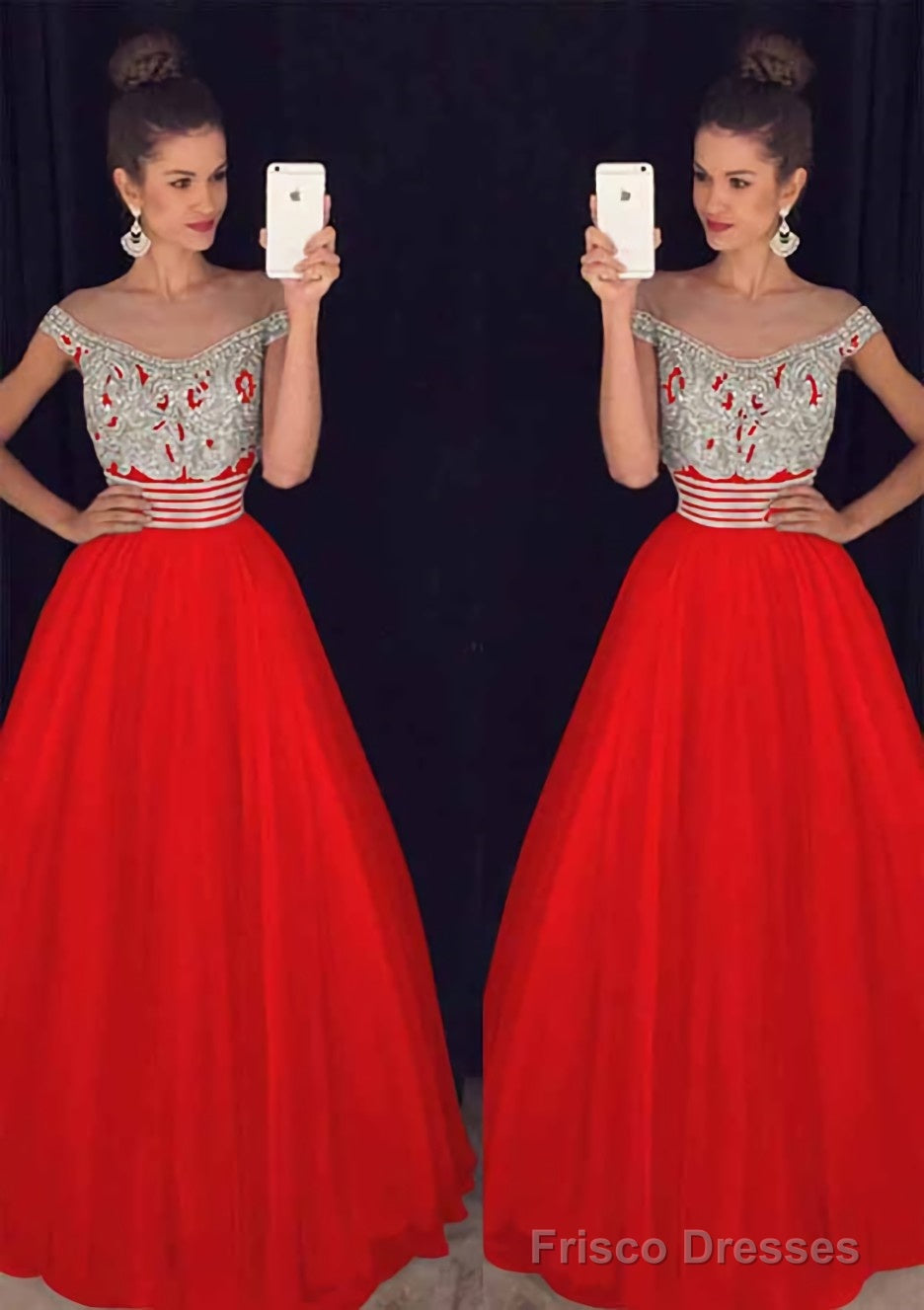 Tulle Long/Floor-Length A-Line/Princess Sleeveless Bateau Zipper Prom Dresses With Beaded