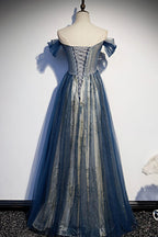 Tulle Long Off Shoulder Evening Dresses