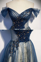 Tulle Long Off Shoulder Evening Dresses