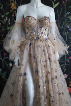 Light Color Exquisite Elegant Fashion Long Tulle Ball Gown Evening Dress