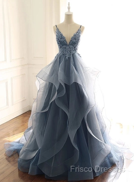 Tulle Long Formal Prom Dress With Spaghetti Straps And Ruffled Floor Length Skirt Secondary image