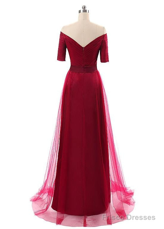 Tulle Off-The-Shoulder Evening Dresses With Pleats